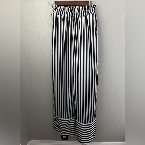 New Diarrablu Leer Ben Palazzo Pants - Lines Black Size Small - Picture 3 of 10